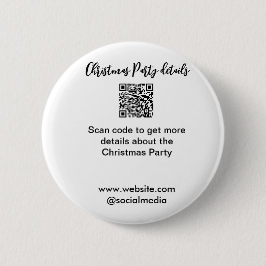 Holiday party Scan QR code details website social  缶バッジ (正面)
