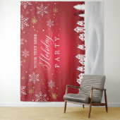 Holiday Party snowflakes photobooth backdrop タペストリー (インサイチュ)