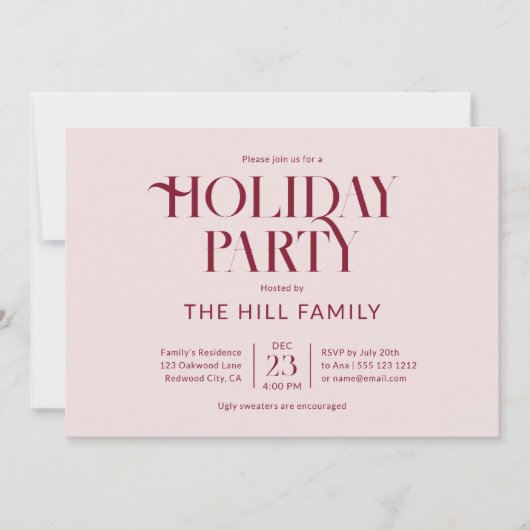 Holiday Party Vintage Elegant Red 招待状 (正面)