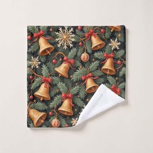 Holiday pattern, Christmas Bells with Snowflakes, ウォッシュタオル (ウォッシュタオル)