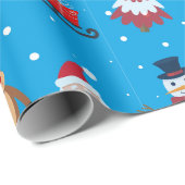 Holiday Pattern Santa Reindeer Snowman ラッピングペーパー (ロールコーナー)