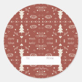 Holiday Pattern Sticker - Red - Set of 6 ラウンドシール (正面)