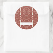 Holiday Pattern Sticker - Red - Set of 6 ラウンドシール (バッグ)