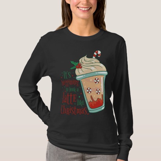 Holiday Peppermint Candy Cane Coffee Graphic Tees Tシャツ (正面)