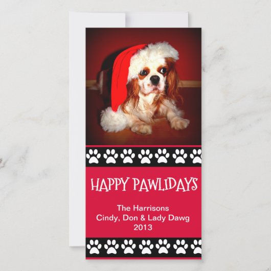 Holiday Personalizable Photo Card - Happy Pawliday シーズンカード (正面)
