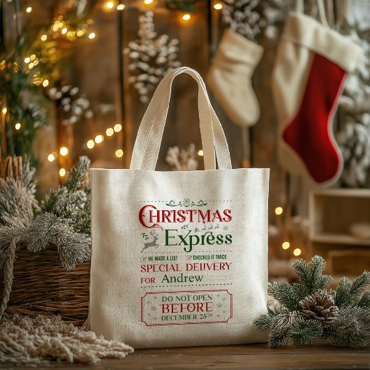 Holiday Personalized Christmas Express Tote Bag トートバッグ