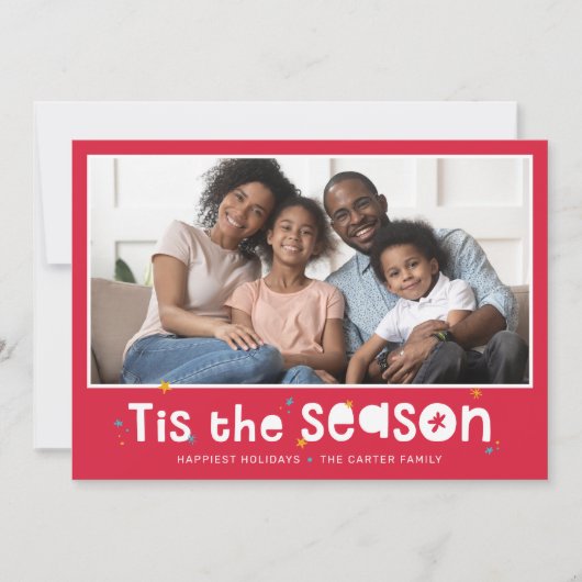 HOLIDAY PHOTOおもしろい型ブライトティザシーズンレッド シーズンカード (正面)
