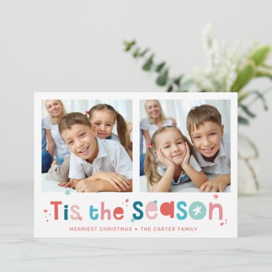 HOLIDAY PHOTOおもしろい引用文このシーズン2写真 シーズンカード (スタンド正面)