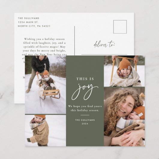 Holiday Photoはがき緑これはいいJoy シーズンポストカード (正面/裏面)