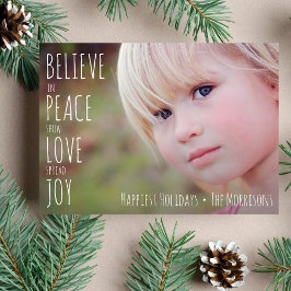 Holiday Photo 信じ Peace show Love spread Joy シーズンカード