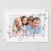 HOLIDAY PHOTO lineアートエレガントの葉ピンクの喜び シーズンカード (正面)