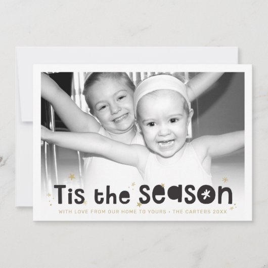 HOLIDAY PHOTO tis the season引用文ブラック金ゴールド シーズンカード (正面)