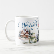 Holiday Photos on New Year's Coffee Mug Blueスタイル