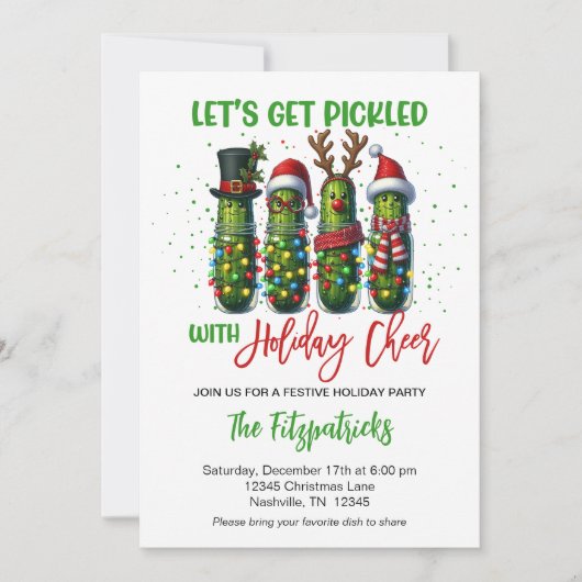 Holiday Pickle Christmas Dinner Party  招待状 (正面)