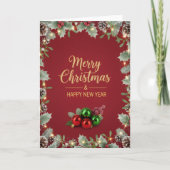Holiday Pine and Berry Christmas Greeting Card カード (正面)