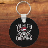 Holiday Pirate Yo Ho Ho Merry Christmas Santa Hat  キーホルダー (正面)