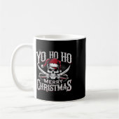 Holiday Pirate Yo Ho Ho Merry Christmas Santa Hat コーヒーマグカップ (左)