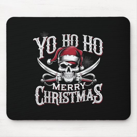 Holiday Pirate Yo Ho Ho Merry Christmas Santa Hat  マウスパッド (正面)