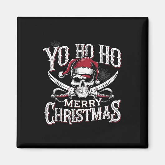 Holiday Pirate Yo Ho Ho Merry Christmas Santa Hat マグネット (正面)