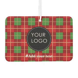Holiday Plaidへのカスタムビジネスロゴのアップロード カーエアーフレッシュナー