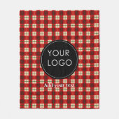 Holiday Plaidへのカスタムビジネスロゴのアップロード フリースブランケット (正面)