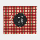 Holiday Plaidへのカスタムビジネスロゴのアップロード フリースブランケット (正面(横))