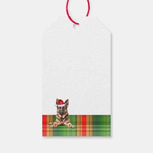 Holiday Plaid and German Shepherd Dog Christmas ギフトタグ (裏面)