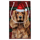 Holiday Plaid Cocker Spaniel Christmas Dog スモールペーパーバッグ (裏面)