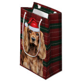 Holiday Plaid Cocker Spaniel Christmas Dog スモールペーパーバッグ (正面アングル)
