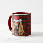 Holiday Plaid Cocker Spaniel Christmas Santa Dog マグカップ (正面左)