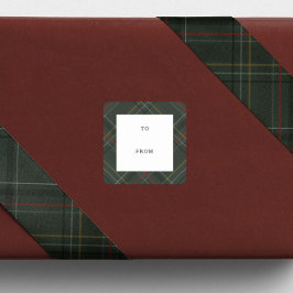 Holiday plaid hunter green to and from Christmas スクエアシール