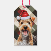 Holiday Plaid Lakeland Terrier Dog Lover Christmas ギフトタグ (正面)