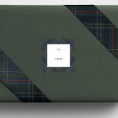 Holiday plaid navy blue to and from gift スクエアシール