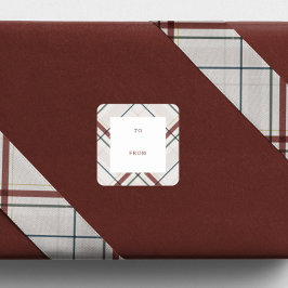 Holiday plaid neutral to and from Christmas gift スクエアシール