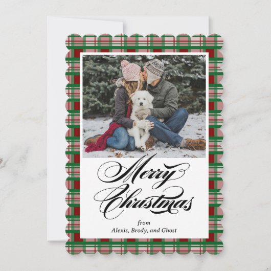 Holiday Plaid Photo Christmas Card シーズンカード (正面)