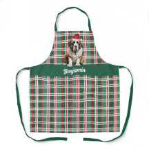 Holiday Plaid Saint Bernard Santa Dog Christmas