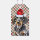 Holiday Plaid Wire Hair Dachshund Dog Christmas ギフトタグ (正面)