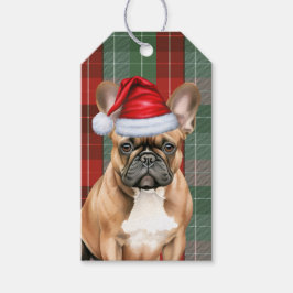 Holiday Plaid with a French Bulldog Christmas ギフトタグ