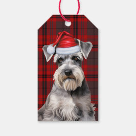 Holiday Plaid with a Schnauzer Dog Christmas ギフトタグ