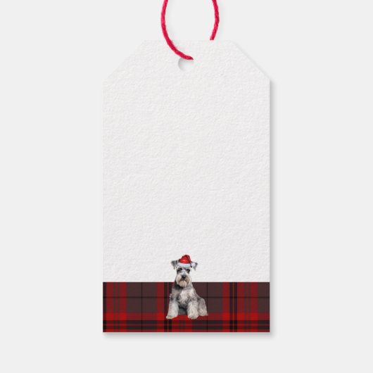 Holiday Plaid with a Schnauzer Dog Christmas ギフトタグ (裏面)