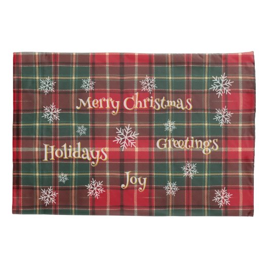 Holiday plaid with snowflakes 枕カバー (裏面)