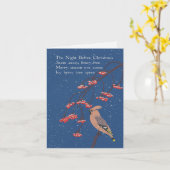 Holiday Poem Hand Illustrated Waxwing Bird in Snow カード (黄色い花)