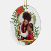 Holiday PoinsettiaとGreeneryの写真 セラミックオーナメント (右)