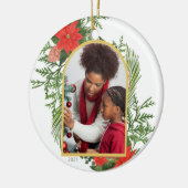 Holiday PoinsettiaとGreeneryの写真 セラミックオーナメント (左)