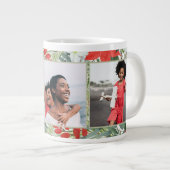 Holiday PoinsettiaとGreenery Three Photo ジャンボコーヒーマグカップ (正面右)