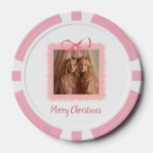 Holiday Poker Chip – Family Photo with Pink Bow ポーカーチップ (正面)