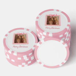 Holiday Poker Chip – Family Photo with Pink Bow ポーカーチップ