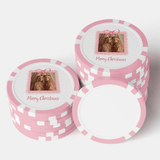 Holiday Poker Chip – Family Photo with Pink Bow ポーカーチップ (積み重ね)
