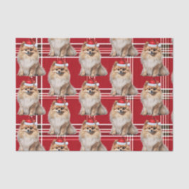 Holiday Pomeranian Dog Red Plaid Christmas 薄葉紙