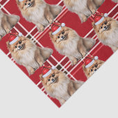 Holiday Pomeranian Dog Red Plaid Christmas 薄葉紙 (詳細)